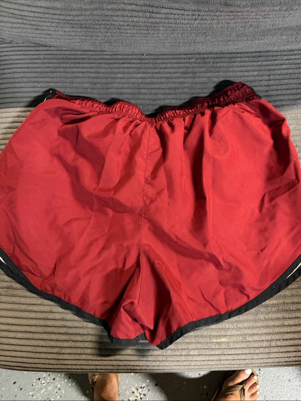 Nike Women's Maroon Athletic Shorts with Black and White Trim - Picture 3 of 3